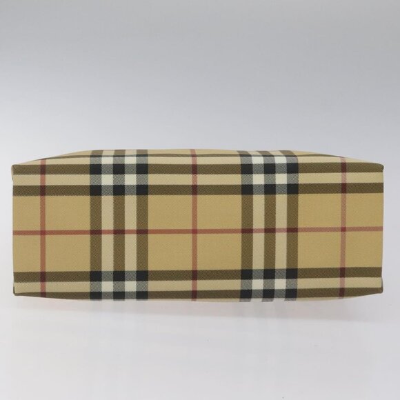 BURBERRY Nova Check Hand Bag PVC Leather Beige Dark Brown Auth - Picture 5 of 14